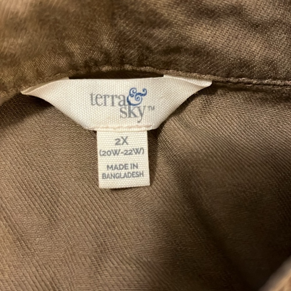 Terra & Sky Brown Cinched Funnel Neck Utility Cargo Technical Field Jacket 2X - Picture 9 of 10